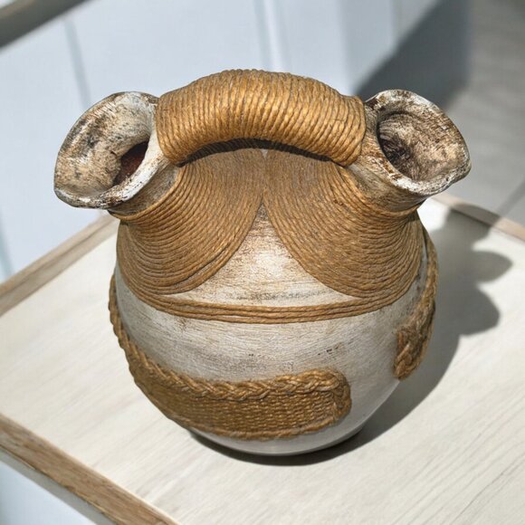 Unique Artisan Made Wedding Pottery Vase Signed from Chile Wrapped in Rope - Picture 4 of 6
